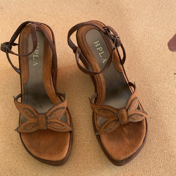 Brown Platforms Shoes unsized fits 6.5 - Picture 6 of 9